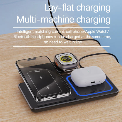 30W LED Fast Wireless Charger Stand 3 in 1 Foldable