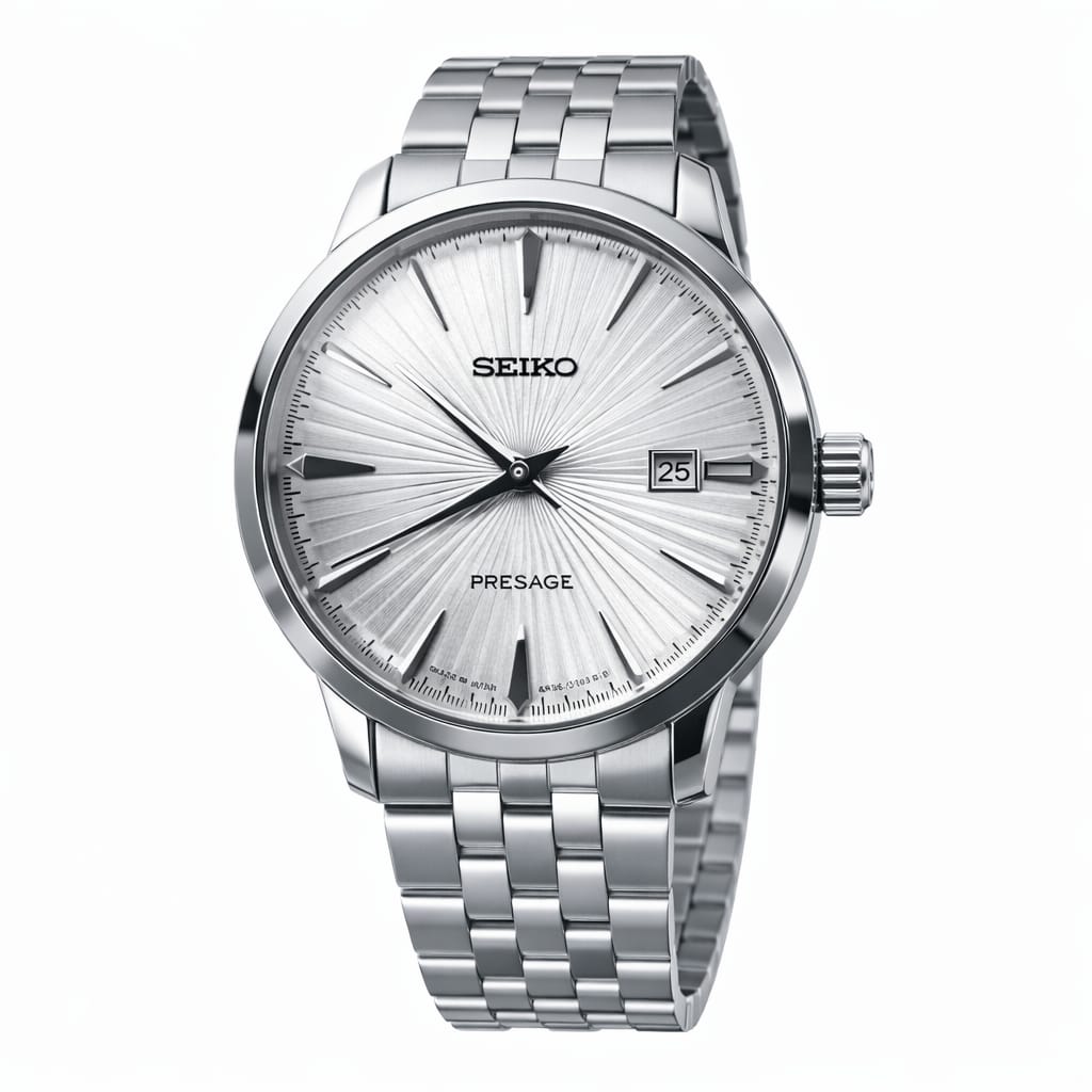 Silver Sunburst Steel Classic Watch